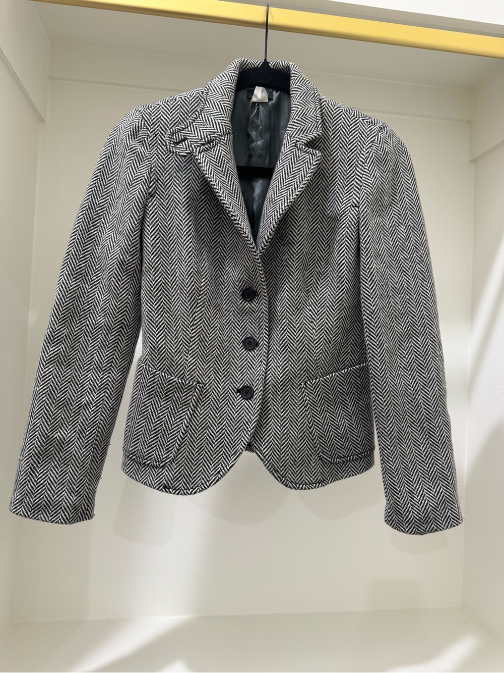 J. Crew Black and White Herringbone Blazer